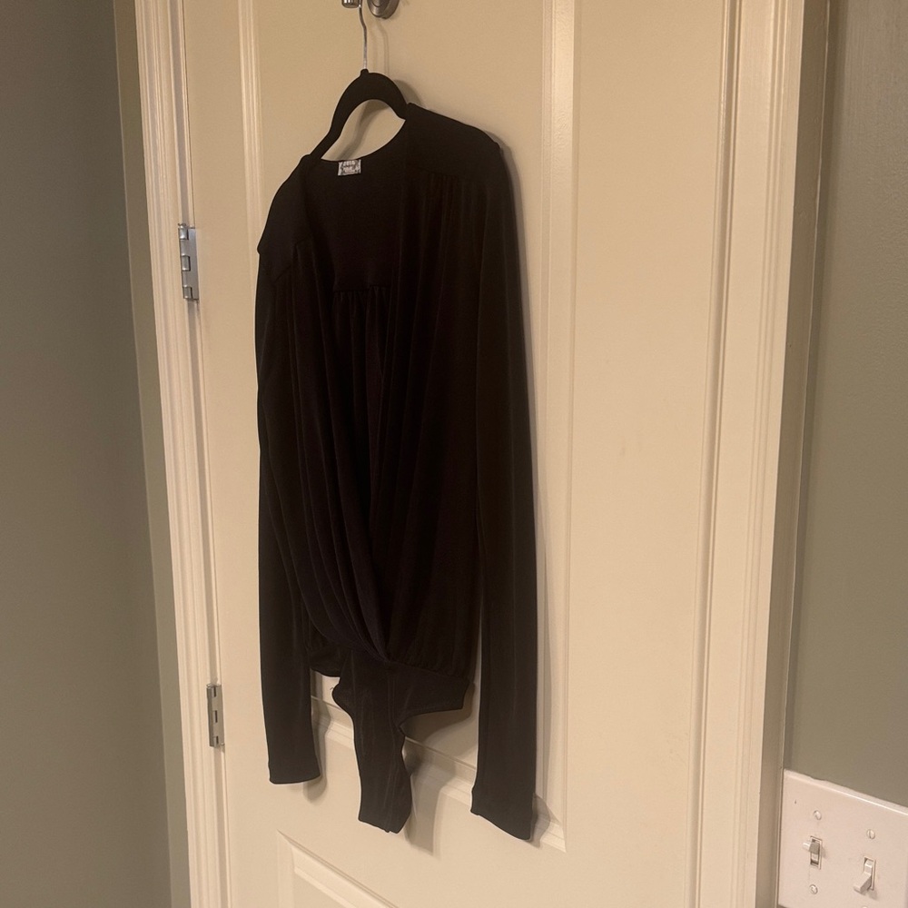 Free People Black Long Sleeve Bodysuit